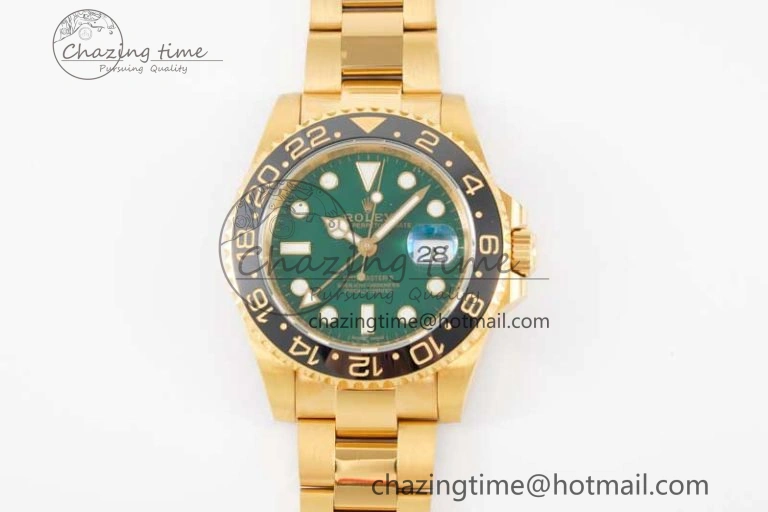 GMT Master II 116718 LN 904L SS APF 1:1 Best Edition Green Dial on YG Bracelet VR3186 CHS Snug 2036