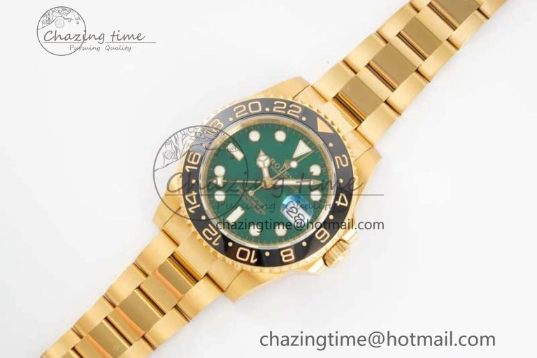 GMT Master II 116718 LN 904L SS APF 1:1 Best Edition Green Dial on YG Bracelet VR3186 CHS Snug 2036