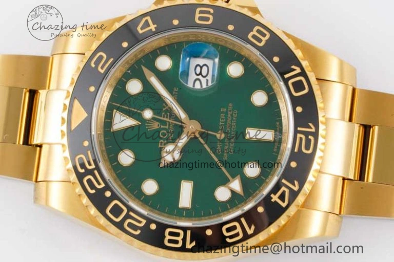 GMT Master II 116718 LN 904L SS APF 1:1 Best Edition Green Dial on YG Bracelet VR3186 CHS Snug 2036