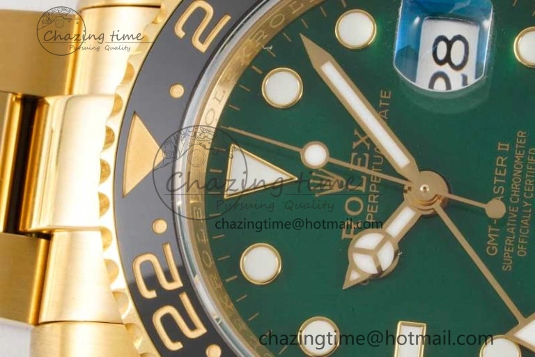 GMT Master II 116718 LN 904L SS APF 1:1 Best Edition Green Dial on YG Bracelet VR3186 CHS Snug 2036