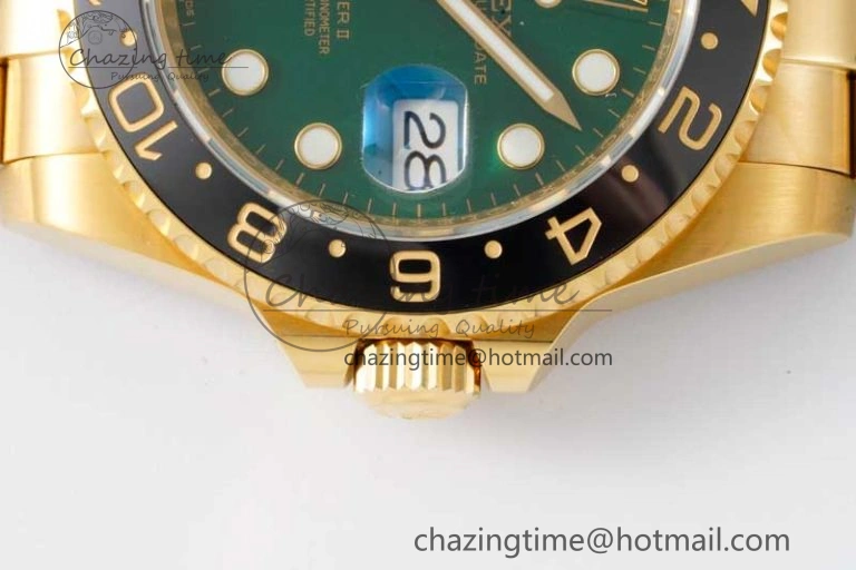 GMT Master II 116718 LN 904L SS APF 1:1 Best Edition Green Dial on YG Bracelet VR3186 CHS Snug 2036