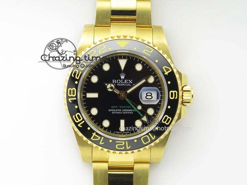 GMT-Master II 116718 LN Bp-Maker Best Edition YG Wrapped Bezel Black Dial On YG Bracelet ETA Stylish 3988