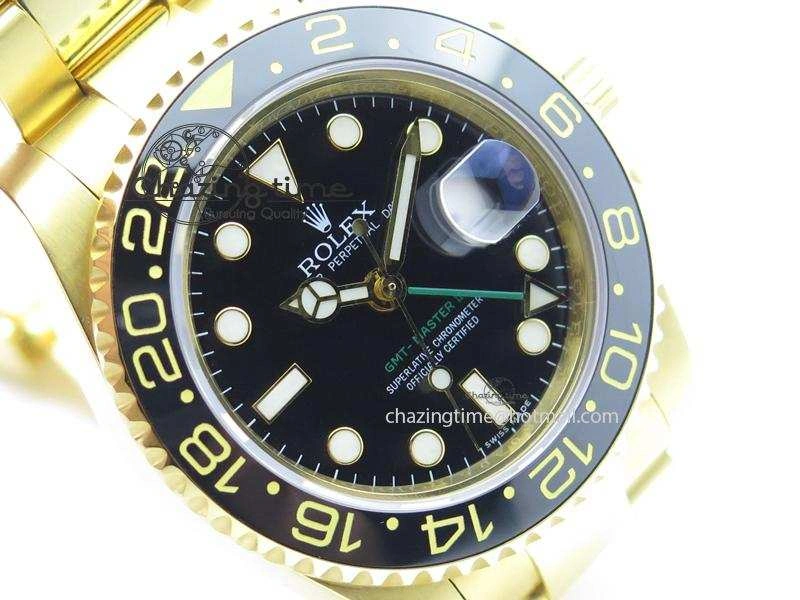 GMT-Master II 116718 LN Bp-Maker Best Edition YG Wrapped Bezel Black Dial On YG Bracelet ETA Stylish 3988