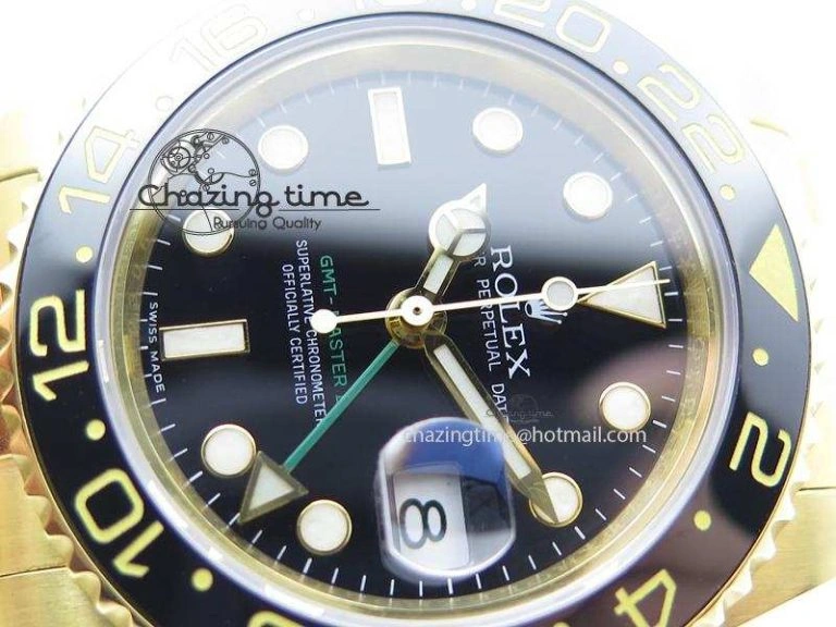 GMT-Master II 116718 LN Bp-Maker Best Edition YG Wrapped Bezel Black Dial On YG Bracelet ETA Stylish 3988