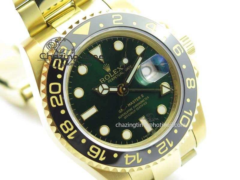 TechFriendly GMT-Master II 116718LN YG Bp-Maker Green Dial Ceramic Bezel On YG Bracelet A 3777