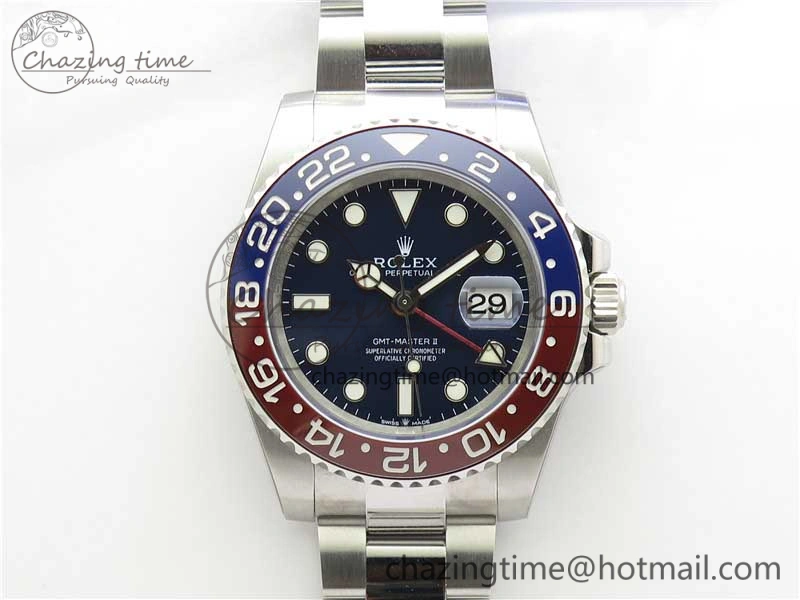 GMT Master II 116719 BLNR Real Ceramic 904L SS Noob 1:1 Best Edition Blue Dial on SS Bracelet A3285 V11 (Correct Hand Stack) DailyWear 2871