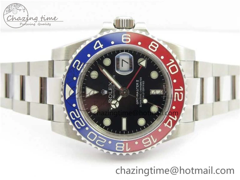 Unisex GMT Master II 116719 BLRO Real Ceramic 904L SS GMF 1:1 Best Edition Black Dial on Bracelet A3186 (Correct Hand Stack) 3243
