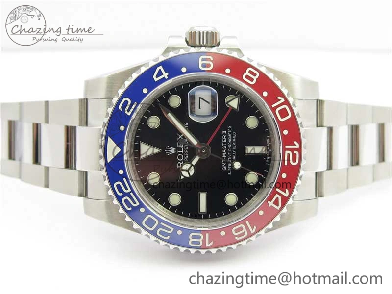 Unisex GMT Master II 116719 BLRO Real Ceramic 904L SS GMF 1:1 Best Edition Black Dial on Bracelet A3186 (Correct Hand Stack) 3243