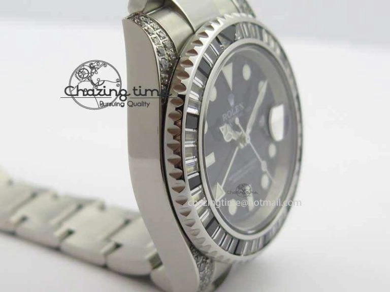 Fashionable GMT-Master II 116759 SS Bp-Maker Black Ruby Crystal Black Dial On SS Bracelet A 3767