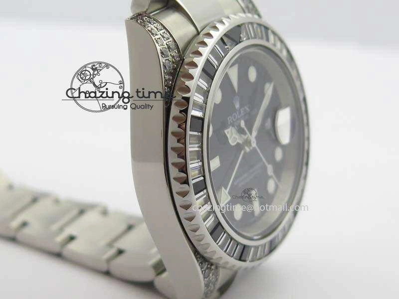 Fashionable GMT-Master II 116759 SS Bp-Maker Black Ruby Crystal Black Dial On SS Bracelet A 3767