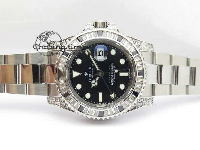 Fashionable GMT-Master II 116759 SS Bp-Maker Black Ruby Crystal Black Dial On SS Bracelet A 3767