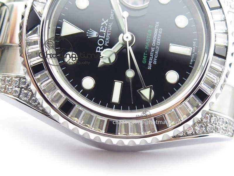 Fashionable GMT-Master II 116759 SS Bp-Maker Black Ruby Crystal Black Dial On SS Bracelet A 3767