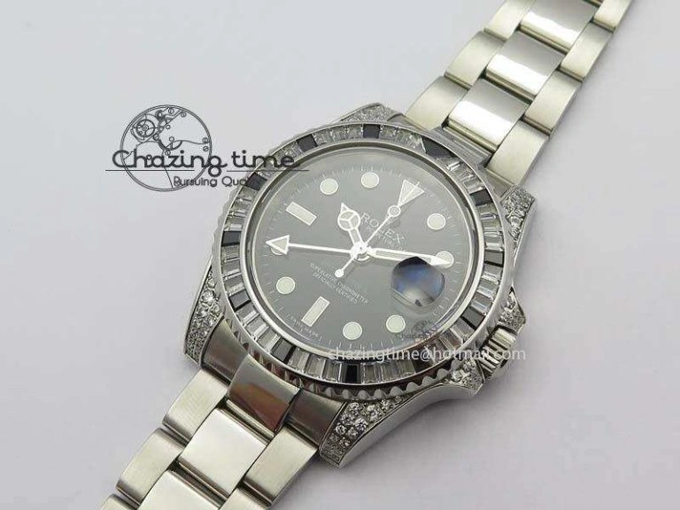 Fashionable GMT-Master II 116759 SS Bp-Maker Black Ruby Crystal Black Dial On SS Bracelet A 3767