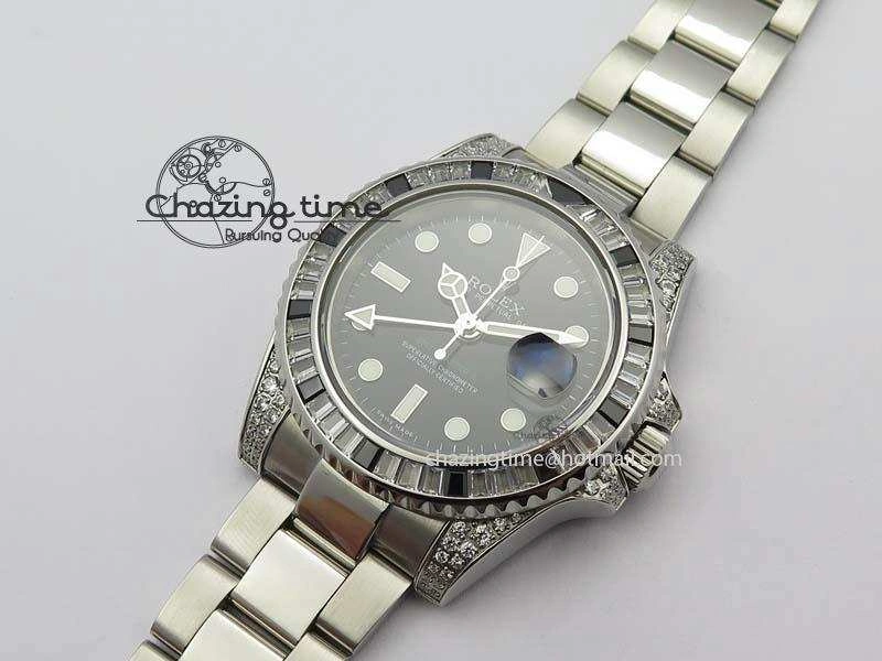 Fashionable GMT-Master II 116759 SS Bp-Maker Black Ruby Crystal Black Dial On SS Bracelet A 3767