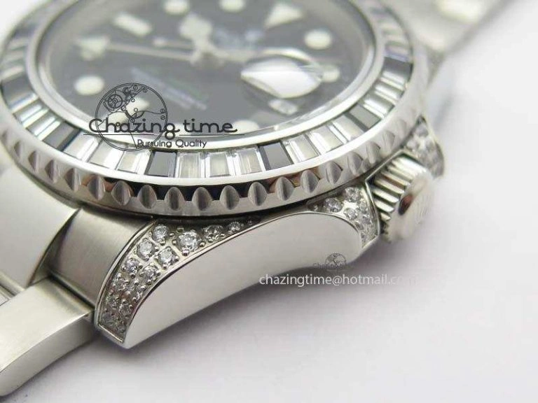 Fashionable GMT-Master II 116759 SS Bp-Maker Black Ruby Crystal Black Dial On SS Bracelet A 3767
