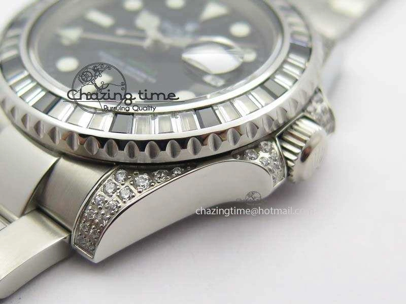 Fashionable GMT-Master II 116759 SS Bp-Maker Black Ruby Crystal Black Dial On SS Bracelet A 3767