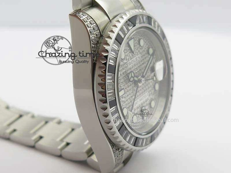Breathable GMT-Master II 116759 SS Bp-Maker Black Ruby Crystal Diamond Dial On SS Bracelet A 3766