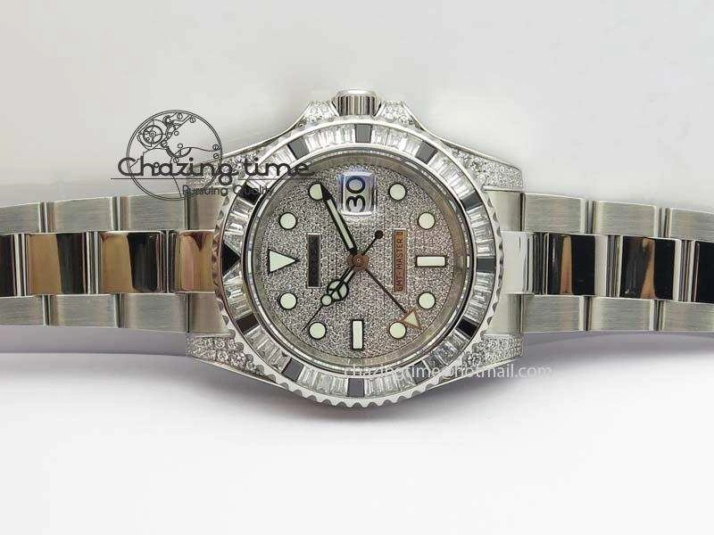Breathable GMT-Master II 116759 SS Bp-Maker Black Ruby Crystal Diamond Dial On SS Bracelet A 3766