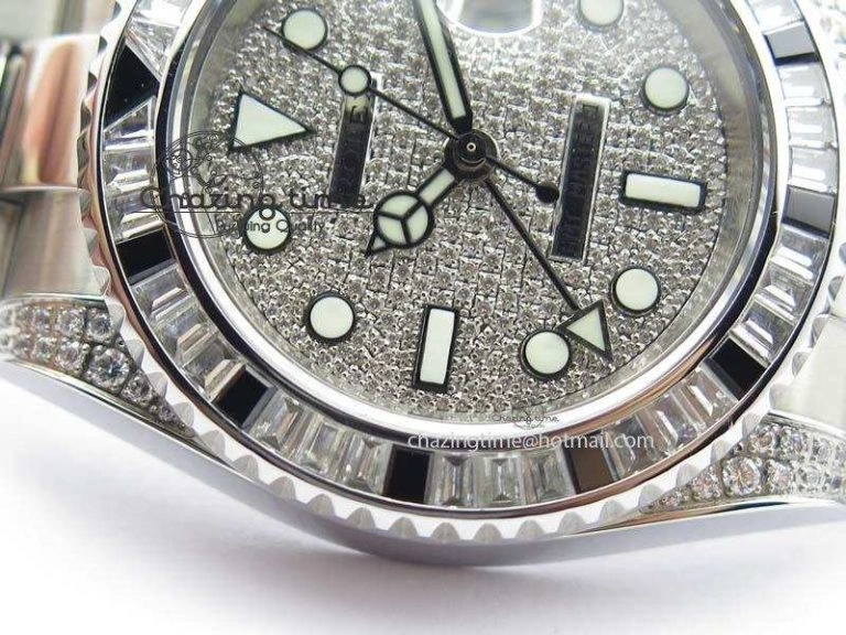 Breathable GMT-Master II 116759 SS Bp-Maker Black Ruby Crystal Diamond Dial On SS Bracelet A 3766