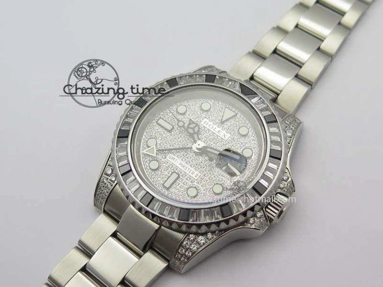 Breathable GMT-Master II 116759 SS Bp-Maker Black Ruby Crystal Diamond Dial On SS Bracelet A 3766