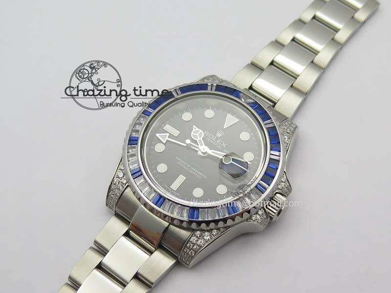 UrbanStyle GMT-Master II 116759 SS Bp-Maker Blue Ruby Crystal Black Dial On SS Bracelet A 3768