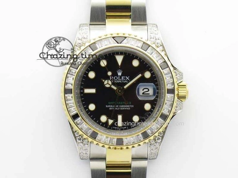 Upgraded GMT-Master II 116759 SS YG Bp-Maker Black Ruby Crystal Black Dial On SS YG Bracelet A 3770