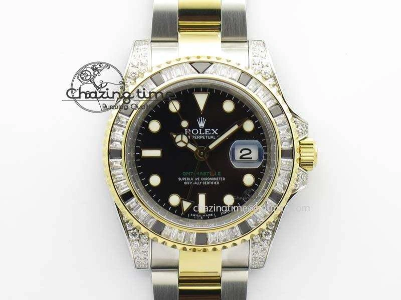Upgraded GMT-Master II 116759 SS YG Bp-Maker Black Ruby Crystal Black Dial On SS YG Bracelet A 3770