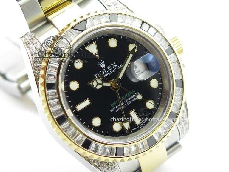 Upgraded GMT-Master II 116759 SS YG Bp-Maker Black Ruby Crystal Black Dial On SS YG Bracelet A 3770
