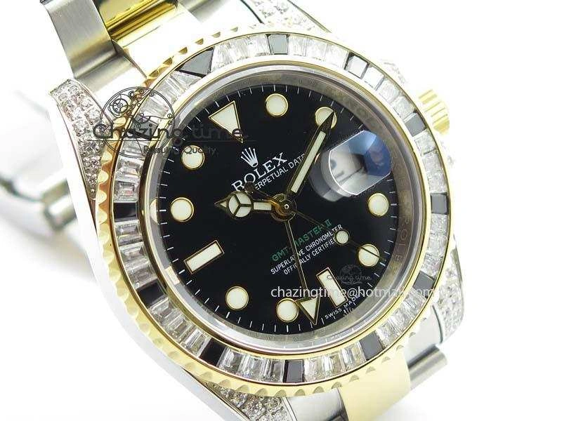 Upgraded GMT-Master II 116759 SS YG Bp-Maker Black Ruby Crystal Black Dial On SS YG Bracelet A 3770