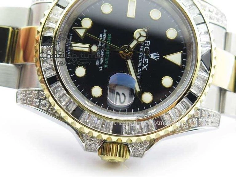 Upgraded GMT-Master II 116759 SS YG Bp-Maker Black Ruby Crystal Black Dial On SS YG Bracelet A 3770