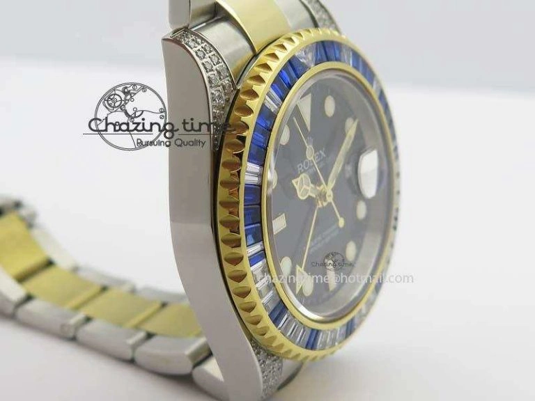 GMT-Master II 116759 SS YG Bp-Maker Blue Ruby Crystal Black Dial On SS YG Bracelet A Fashionable 3774