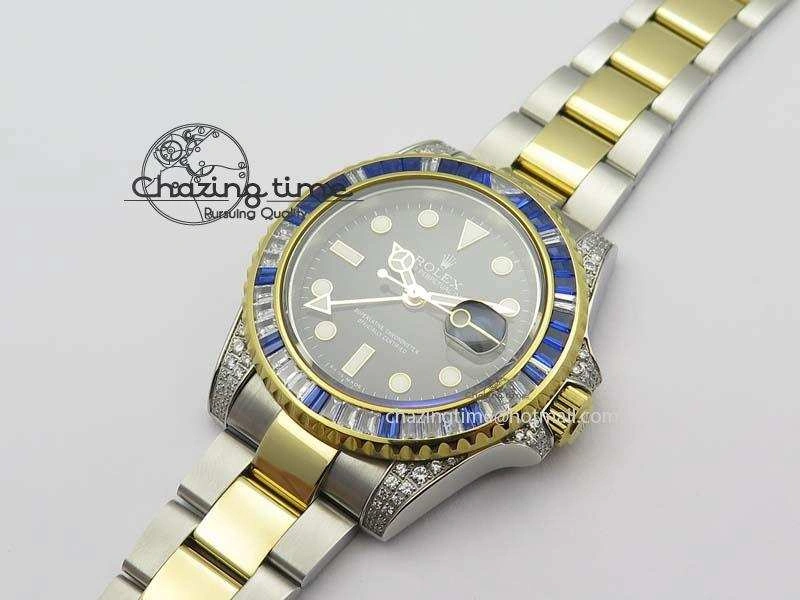 GMT-Master II 116759 SS YG Bp-Maker Blue Ruby Crystal Black Dial On SS YG Bracelet A Fashionable 3774