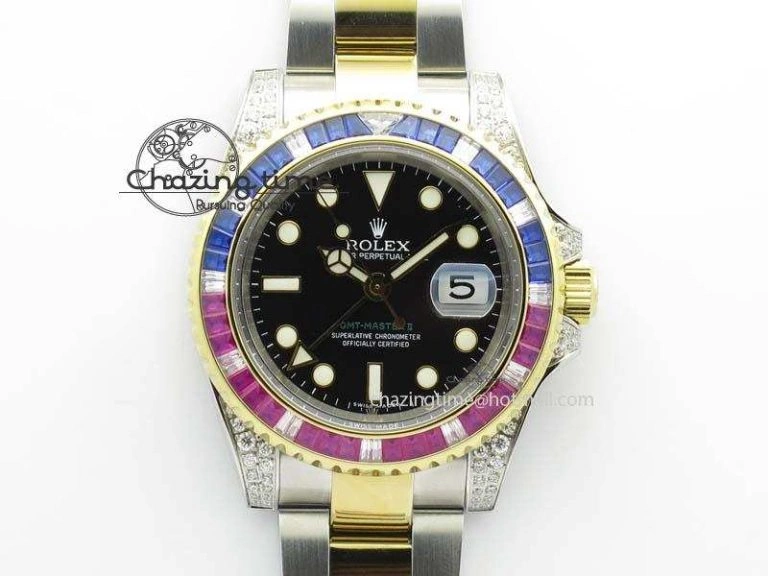 GMT-Master II 116759 SS YG Bp-Maker Blue Red Ruby Crystal Black Dial On SS YG Bracelet A Supportive 3771