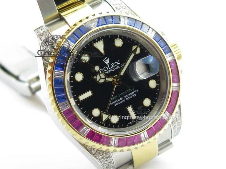 GMT-Master II 116759 SS YG Bp-Maker Blue Red Ruby Crystal Black Dial On SS YG Bracelet A Supportive 3771
