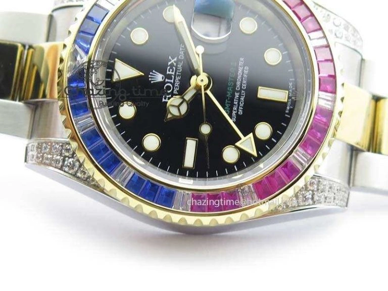 GMT-Master II 116759 SS YG Bp-Maker Blue Red Ruby Crystal Black Dial On SS YG Bracelet A Supportive 3771