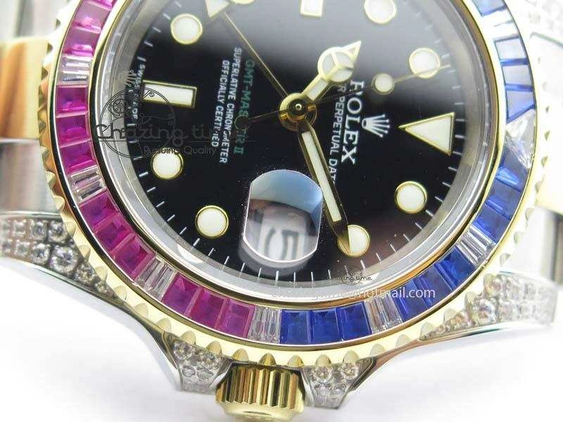 GMT-Master II 116759 SS YG Bp-Maker Blue Red Ruby Crystal Black Dial On SS YG Bracelet A Supportive 3771