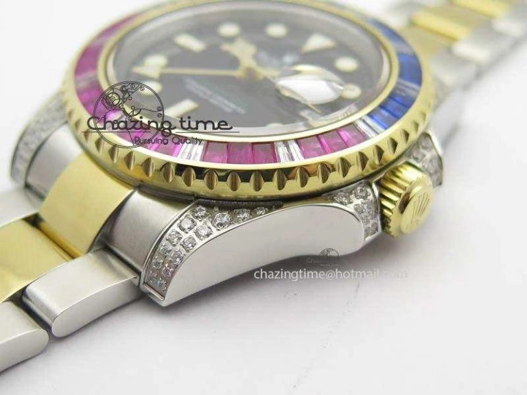 GMT-Master II 116759 SS YG Bp-Maker Blue Red Ruby Crystal Black Dial On SS YG Bracelet A Supportive 3771