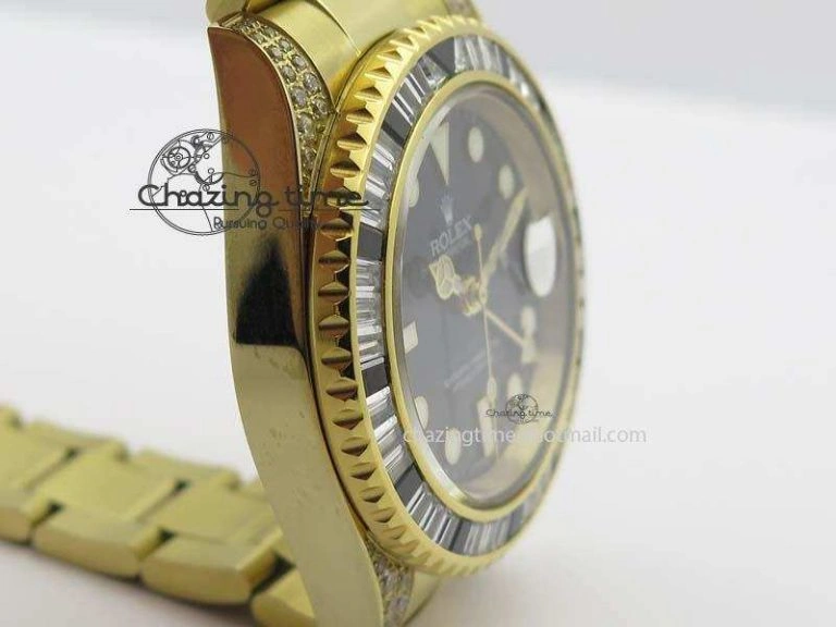 Sophisticated GMT-Master II 116759 YG Bp-Maker Black Ruby Crystal Bezel Black Dial On YG Bracelet A 3773