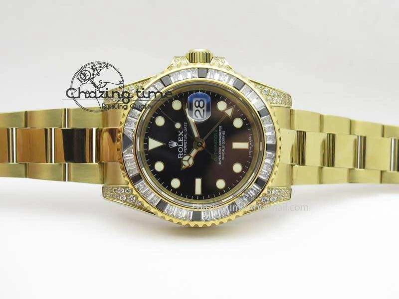 Sophisticated GMT-Master II 116759 YG Bp-Maker Black Ruby Crystal Bezel Black Dial On YG Bracelet A 3773