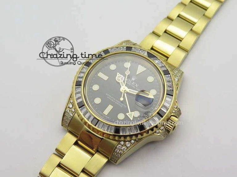 Sophisticated GMT-Master II 116759 YG Bp-Maker Black Ruby Crystal Bezel Black Dial On YG Bracelet A 3773