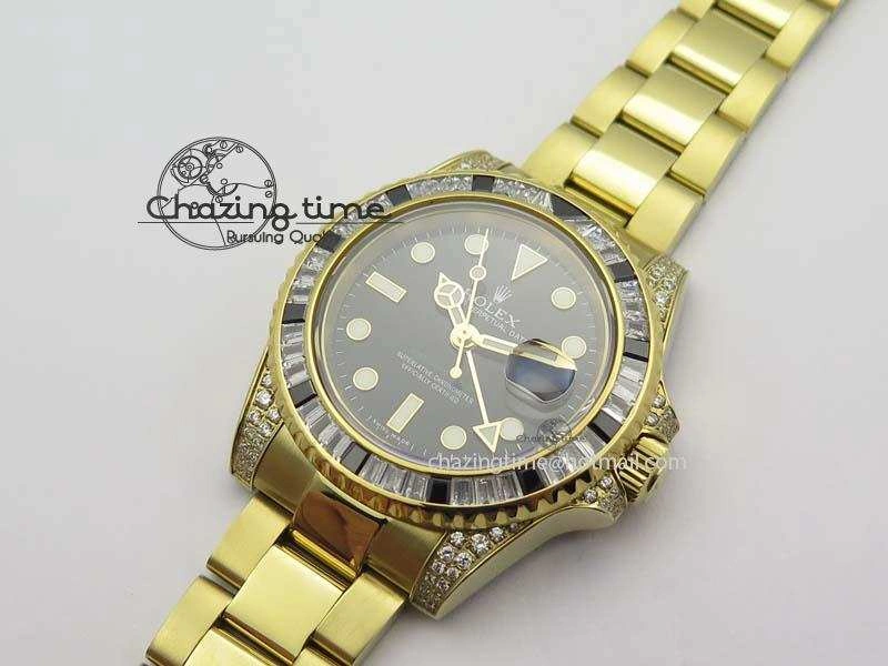 Sophisticated GMT-Master II 116759 YG Bp-Maker Black Ruby Crystal Bezel Black Dial On YG Bracelet A 3773