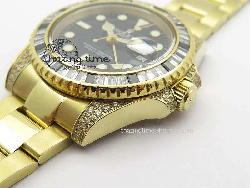 Sophisticated GMT-Master II 116759 YG Bp-Maker Black Ruby Crystal Bezel Black Dial On YG Bracelet A 3773