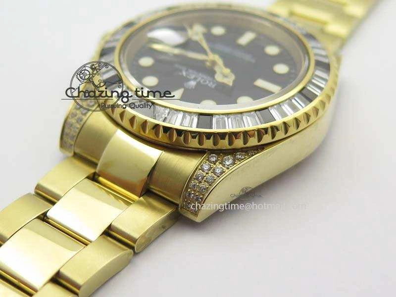 Sophisticated GMT-Master II 116759 YG Bp-Maker Black Ruby Crystal Bezel Black Dial On YG Bracelet A 3773