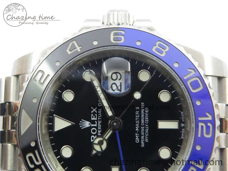 GMT Master II 126710 BLNR Batman 904L SS Noob 1:1 Best Edition on Bracelet A3285 (Correct Hand Stack) SunProtective 3161