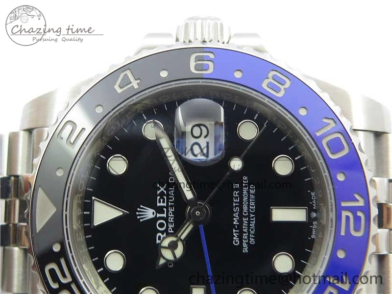 GMT Master II 126710 BLNR Batman 904L SS Noob 1:1 Best Edition on Bracelet A3285 (Correct Hand Stack) SunProtective 3161