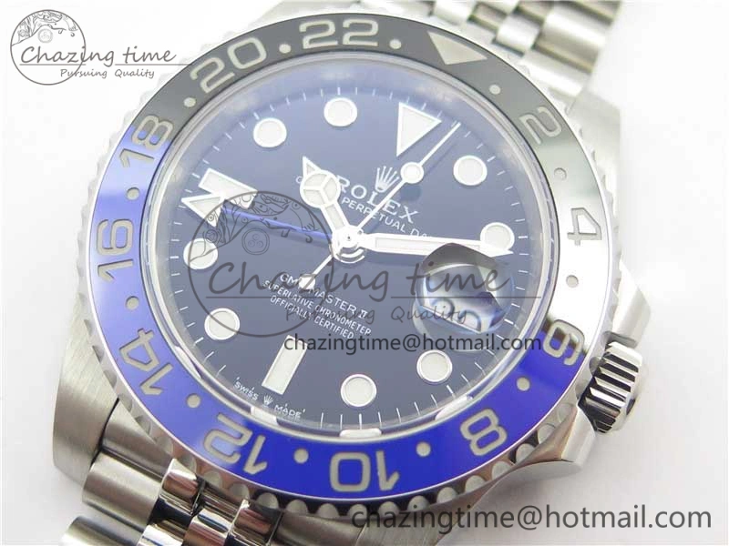 GMT Master II 126710 BLNR Batman 904L SS Noob 1:1 Best Edition on Bracelet A3285 (Correct Hand Stack) SunProtective 3161