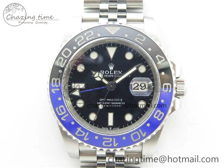 GMT Master II 126710 BLNR Batman 904L SS Noob 1:1 Best Edition on Bracelet A3285 (Correct Hand Stack) SunProtective 3161