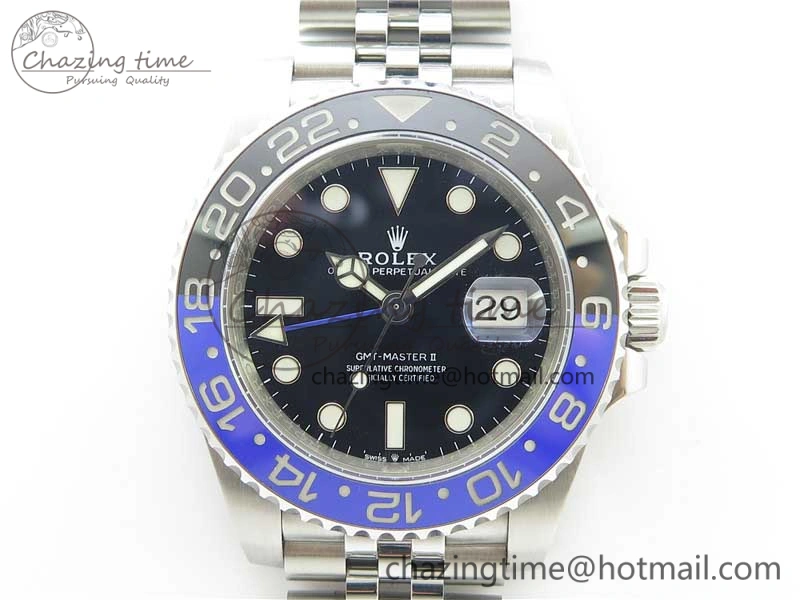 GMT Master II 126710 BLNR Batman 904L SS Noob 1:1 Best Edition on Bracelet A3285 (Correct Hand Stack) SunProtective 3161
