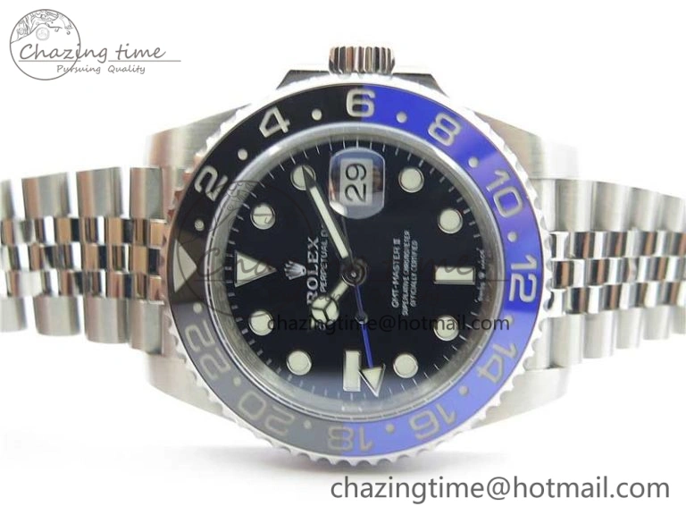 GMT Master II 126710 BLNR Batman 904L SS Noob 1:1 Best Edition on Bracelet A3285 (Correct Hand Stack) SunProtective 3161