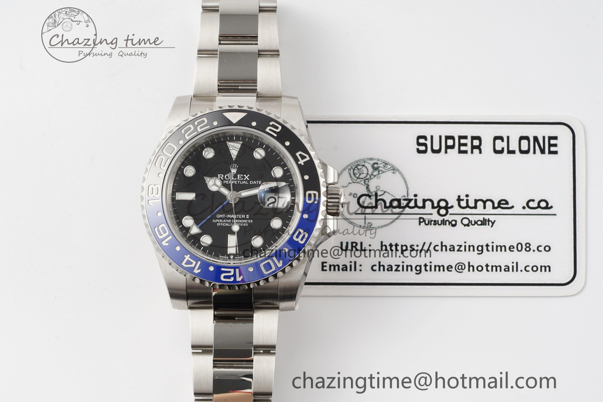 SunProtective GMT-Master II 126710 BLNR Blue Black Ceramic Clean Factory Best Edition on Oyster Bracelet DD3285 CHS 1990